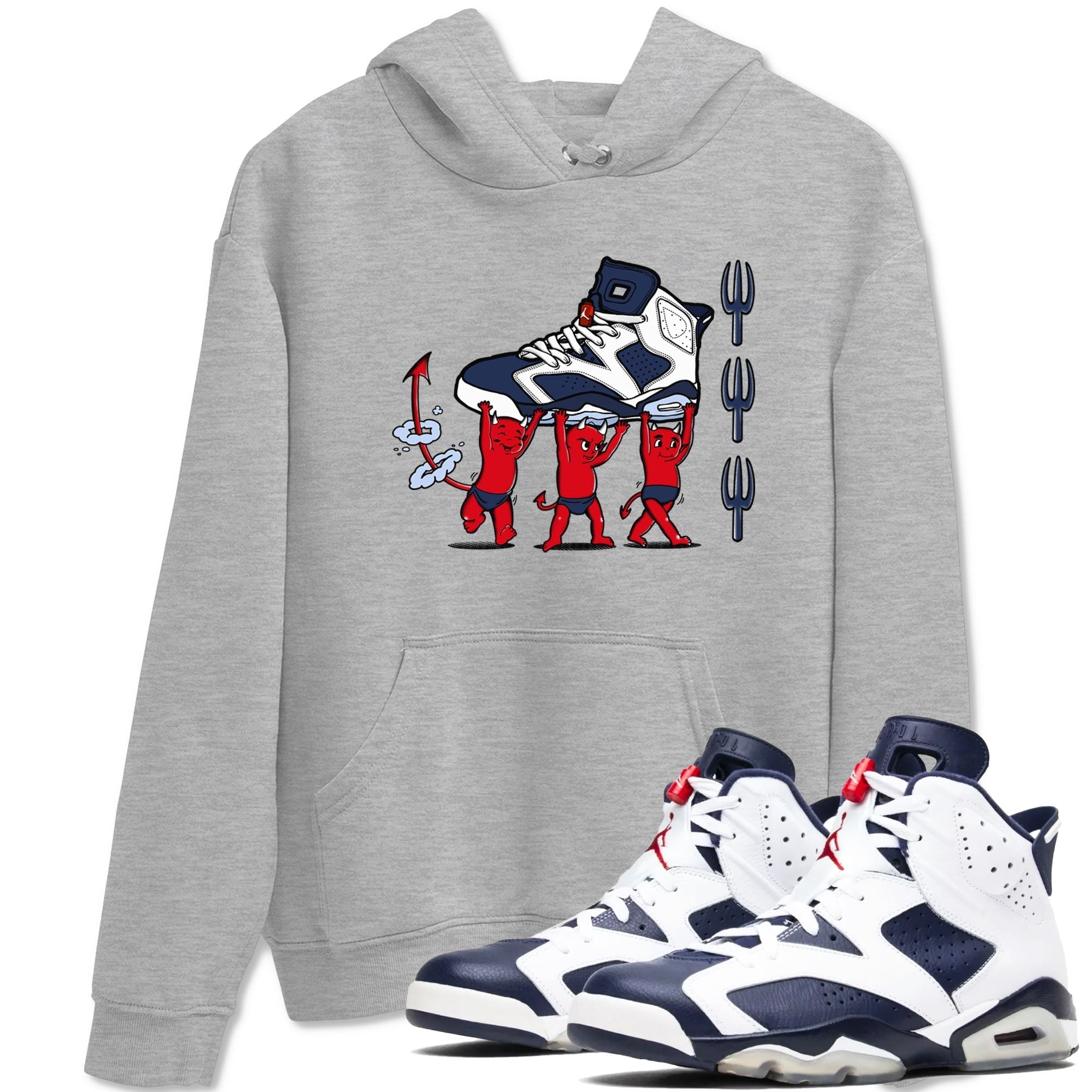 Devil Babies snkmatch Tees - Air Jordan 6 White And Midnight Navy