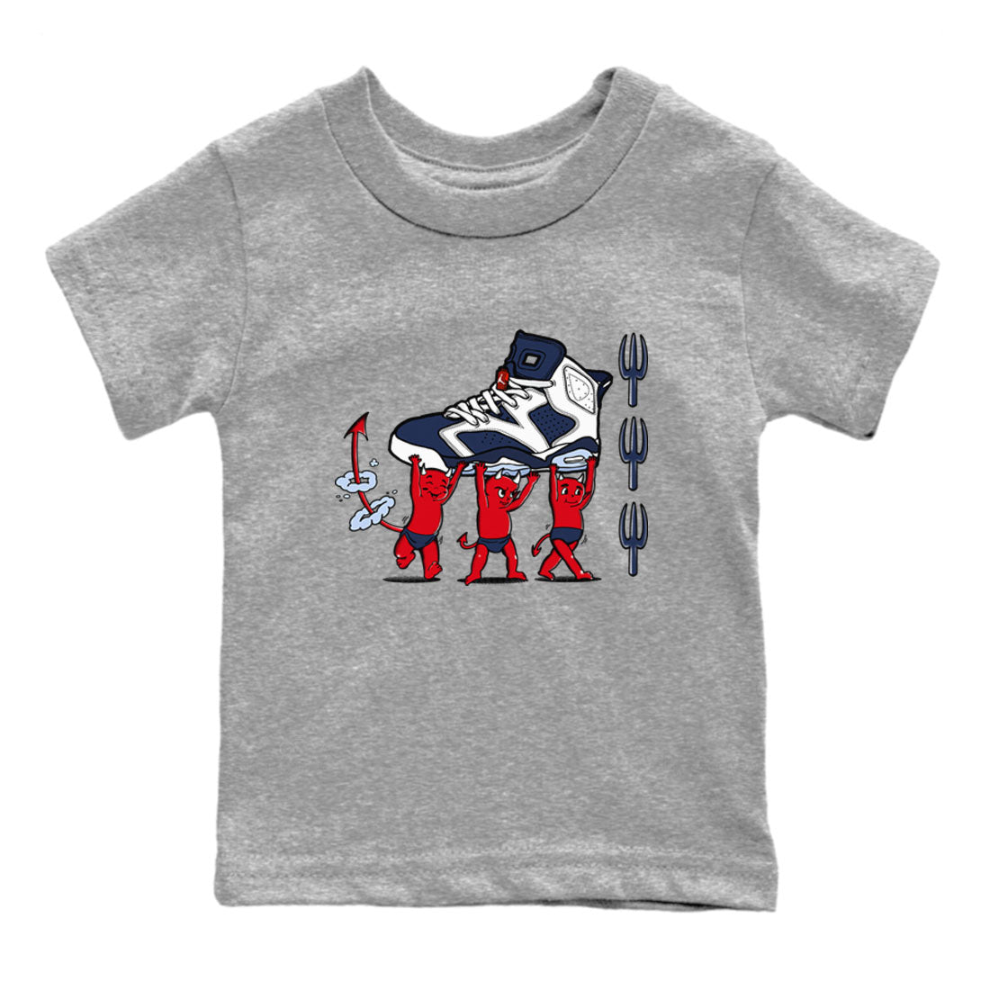 Devil Babies snkmatch Tees Kids - Air Jordan 6 White And Midnight Navy