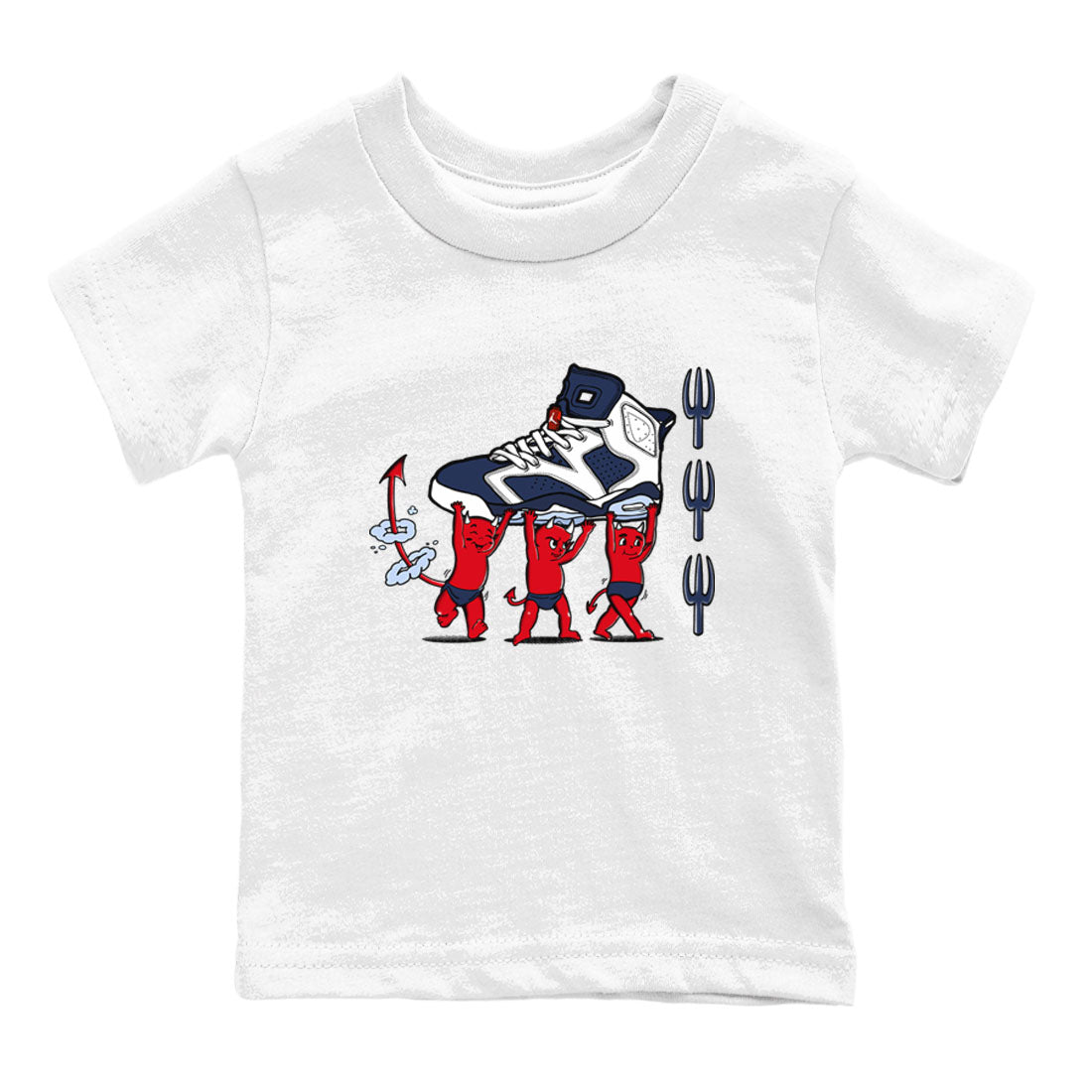 Devil Babies snkmatch Tees Kids - Air Jordan 6 White And Midnight Navy