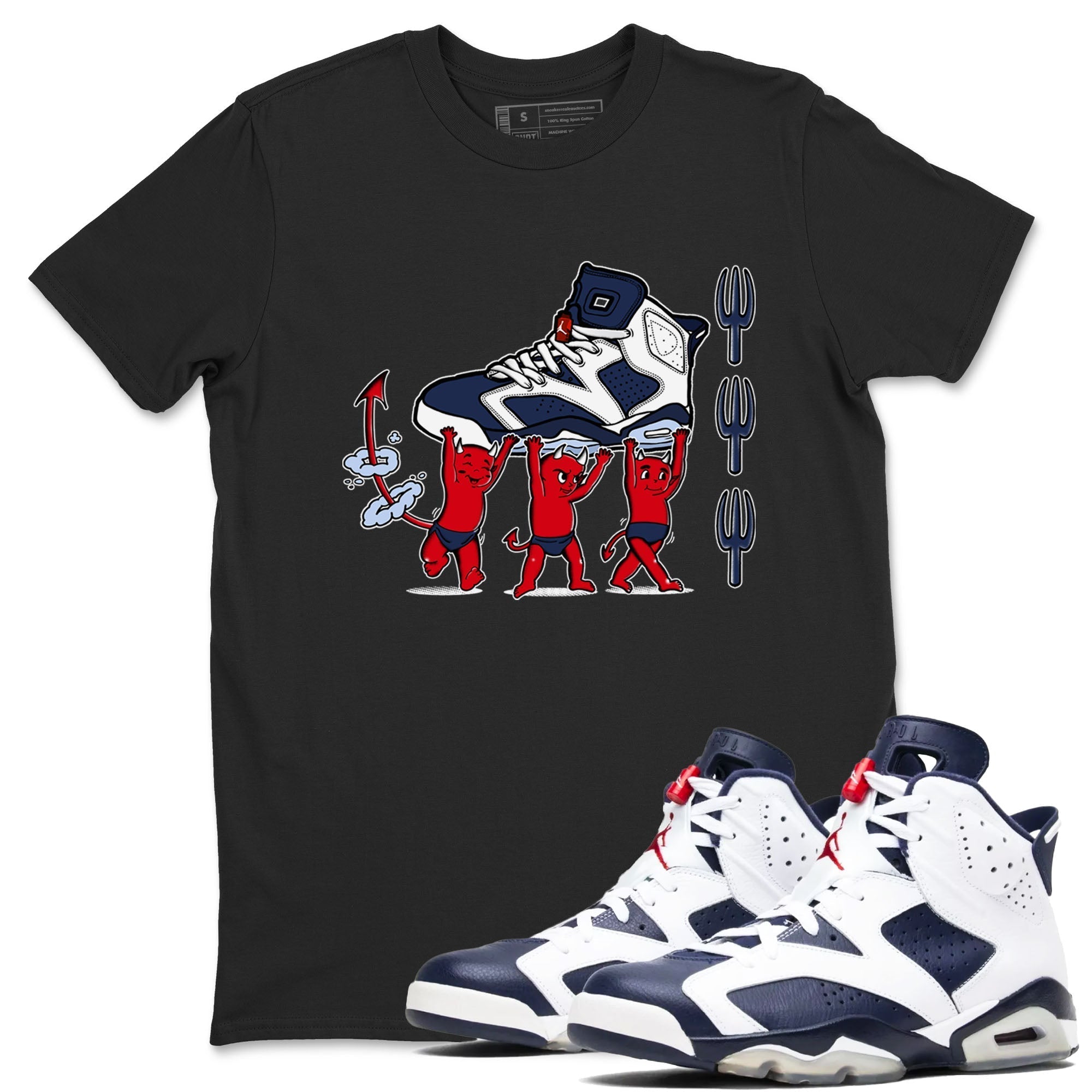 Devil Babies snkmatch Tees - Air Jordan 6 White And Midnight Navy