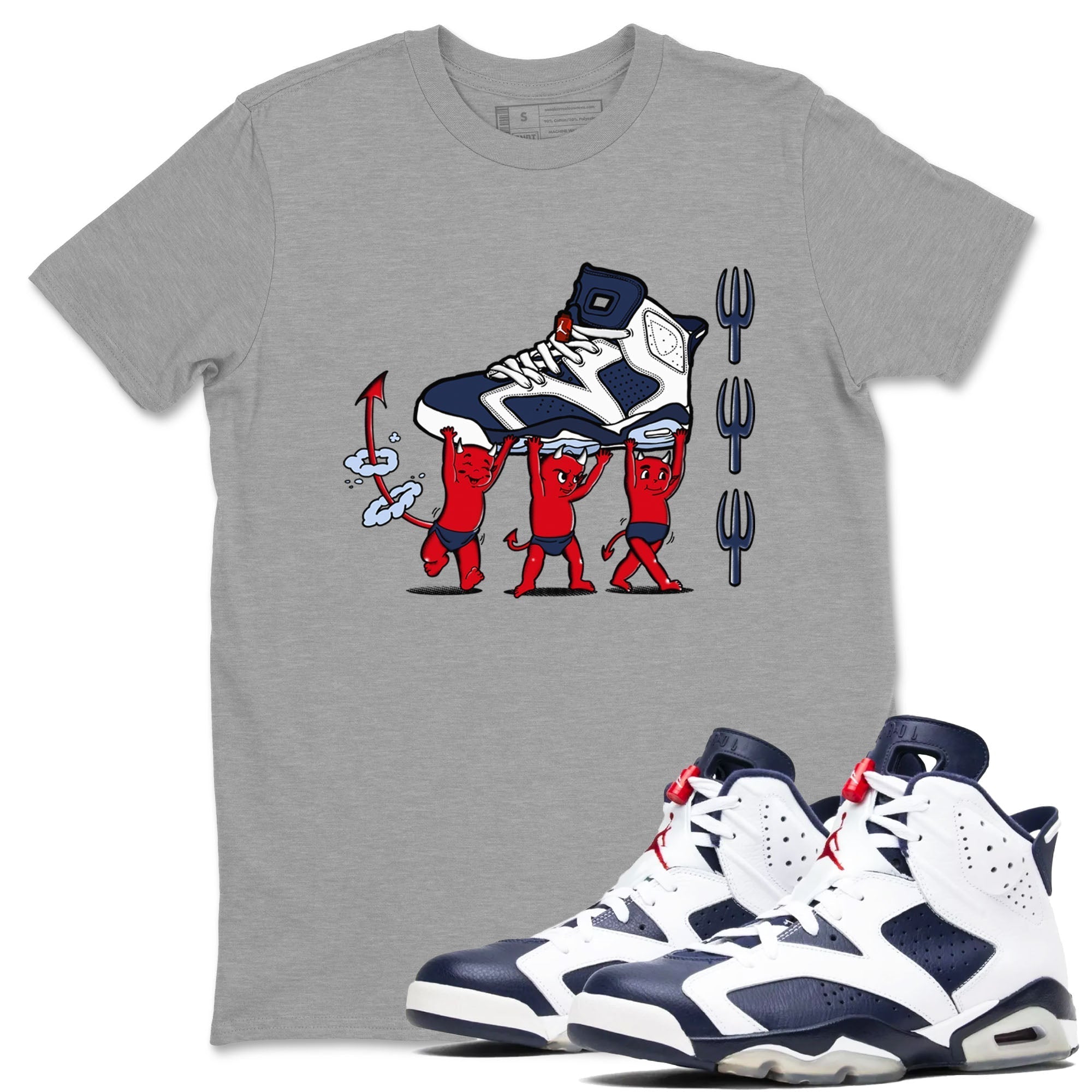 Devil Babies snkmatch Tees - Air Jordan 6 White And Midnight Navy