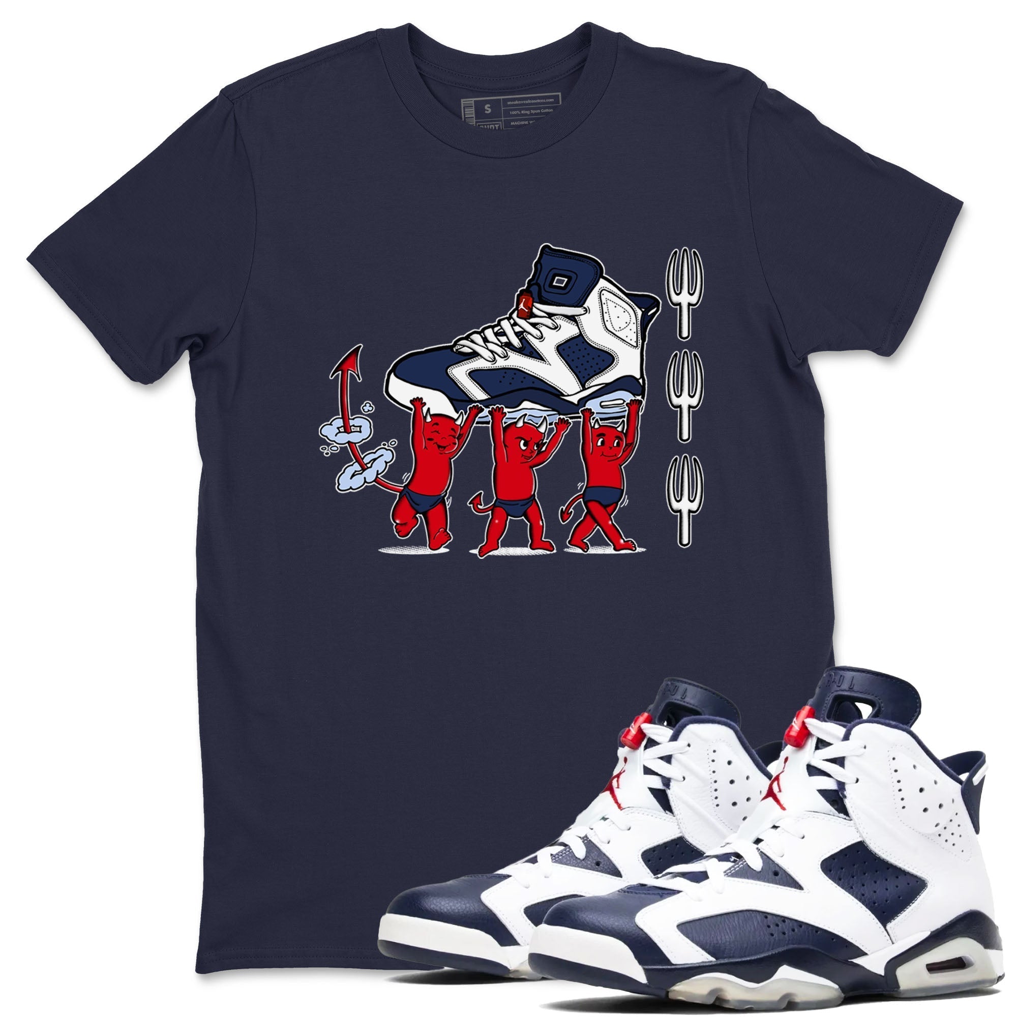Devil Babies snkmatch Tees - Air Jordan 6 White And Midnight Navy
