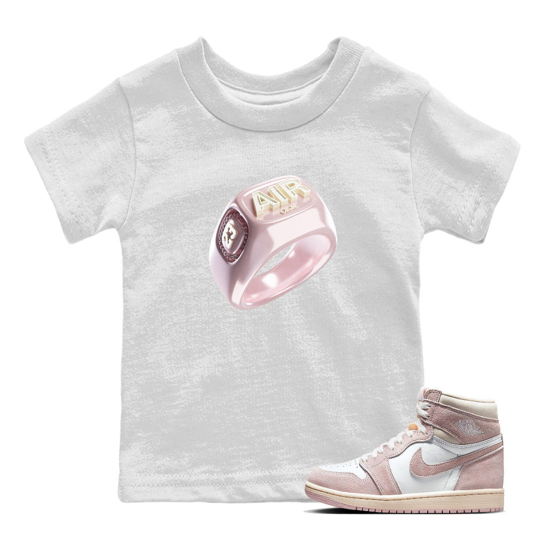 Diamond Ring Kids Tops - Air Jordan 1 Washed Pink