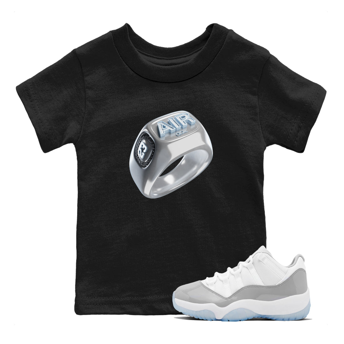 Diamond Ring Kids Tops - Air Jordan 11 White Cement