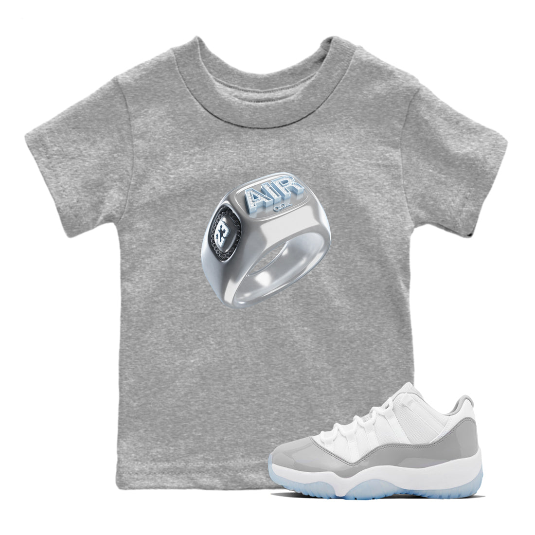 Diamond Ring Kids Tops - Air Jordan 11 White Cement