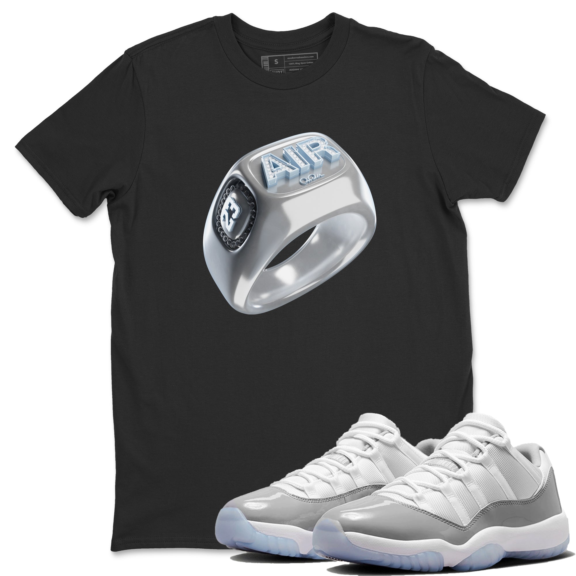 Diamond Ring Unisex Tops - Air Jordan 11 White Cement