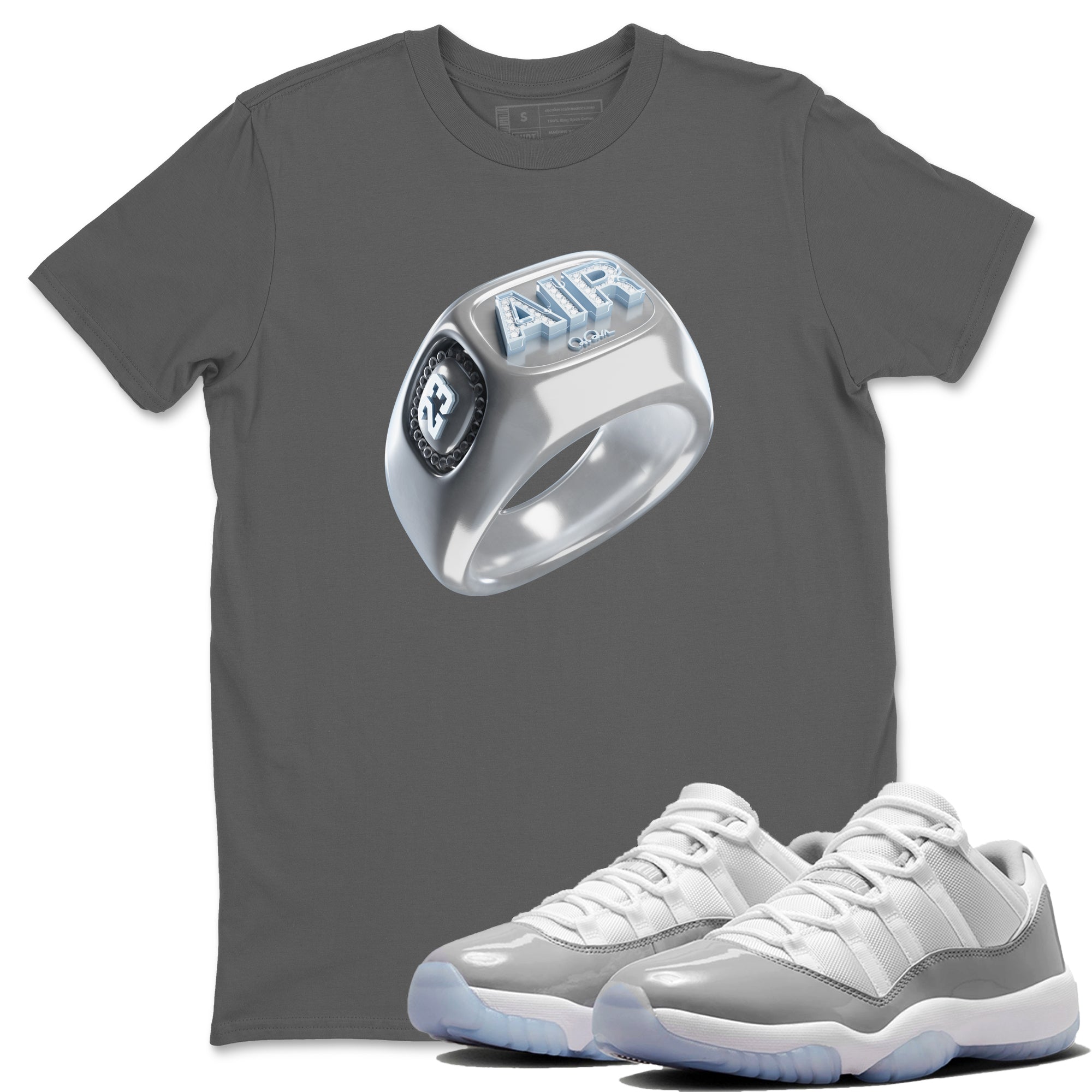 Diamond Ring Unisex Tops - Air Jordan 11 White Cement