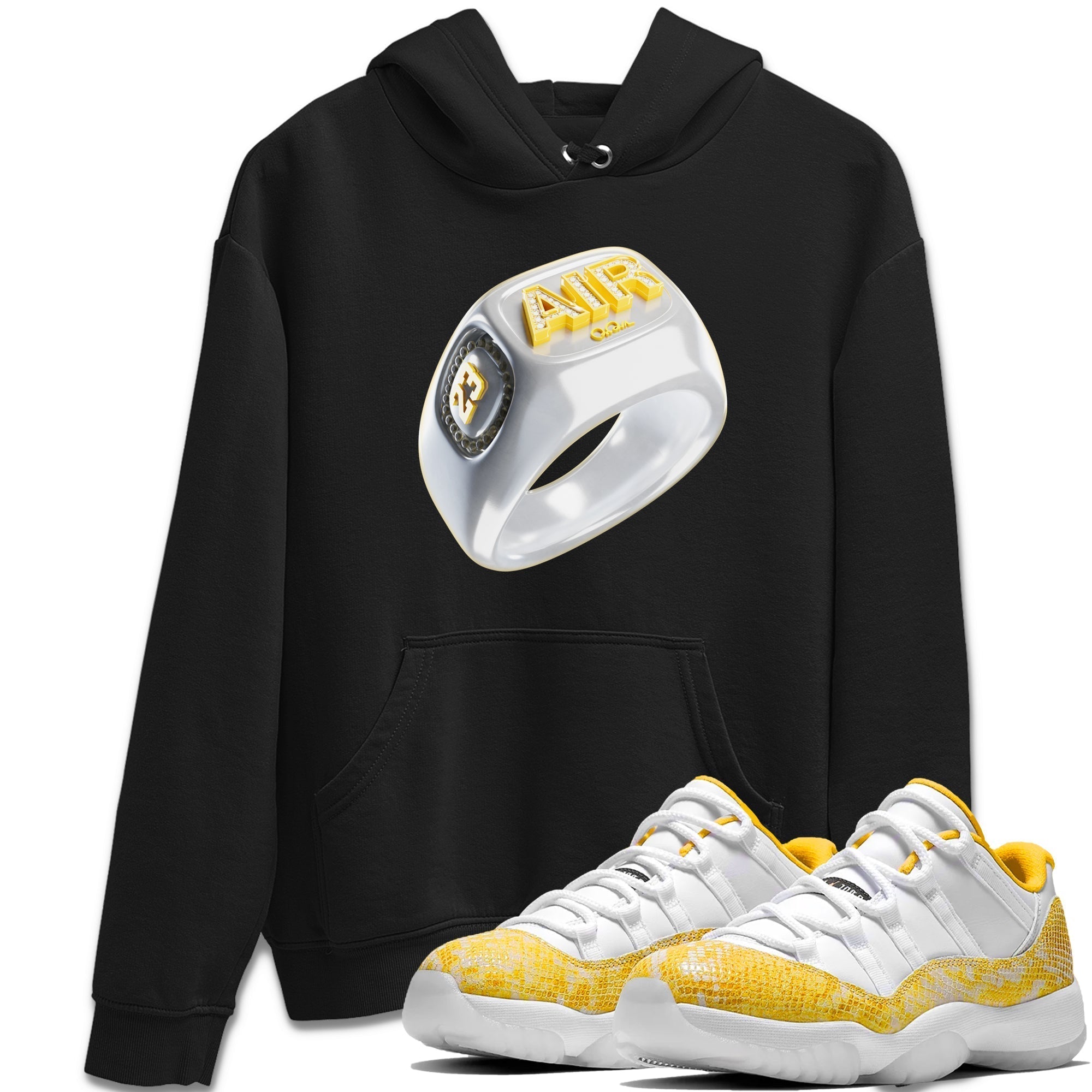 Diamond Ring Unisex Tops - Air Jordan 11 Yellow Python