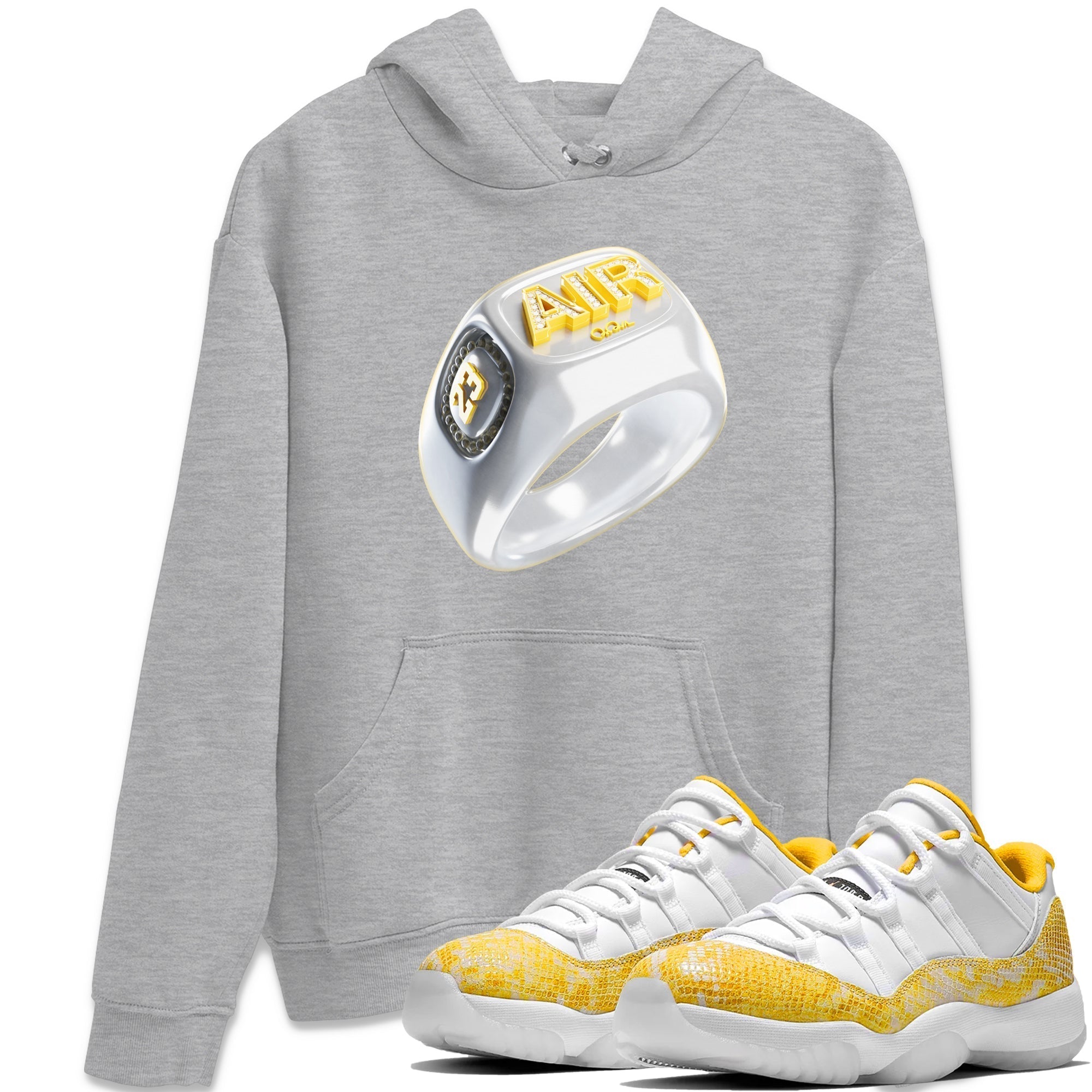 Diamond Ring Unisex Tops - Air Jordan 11 Yellow Python