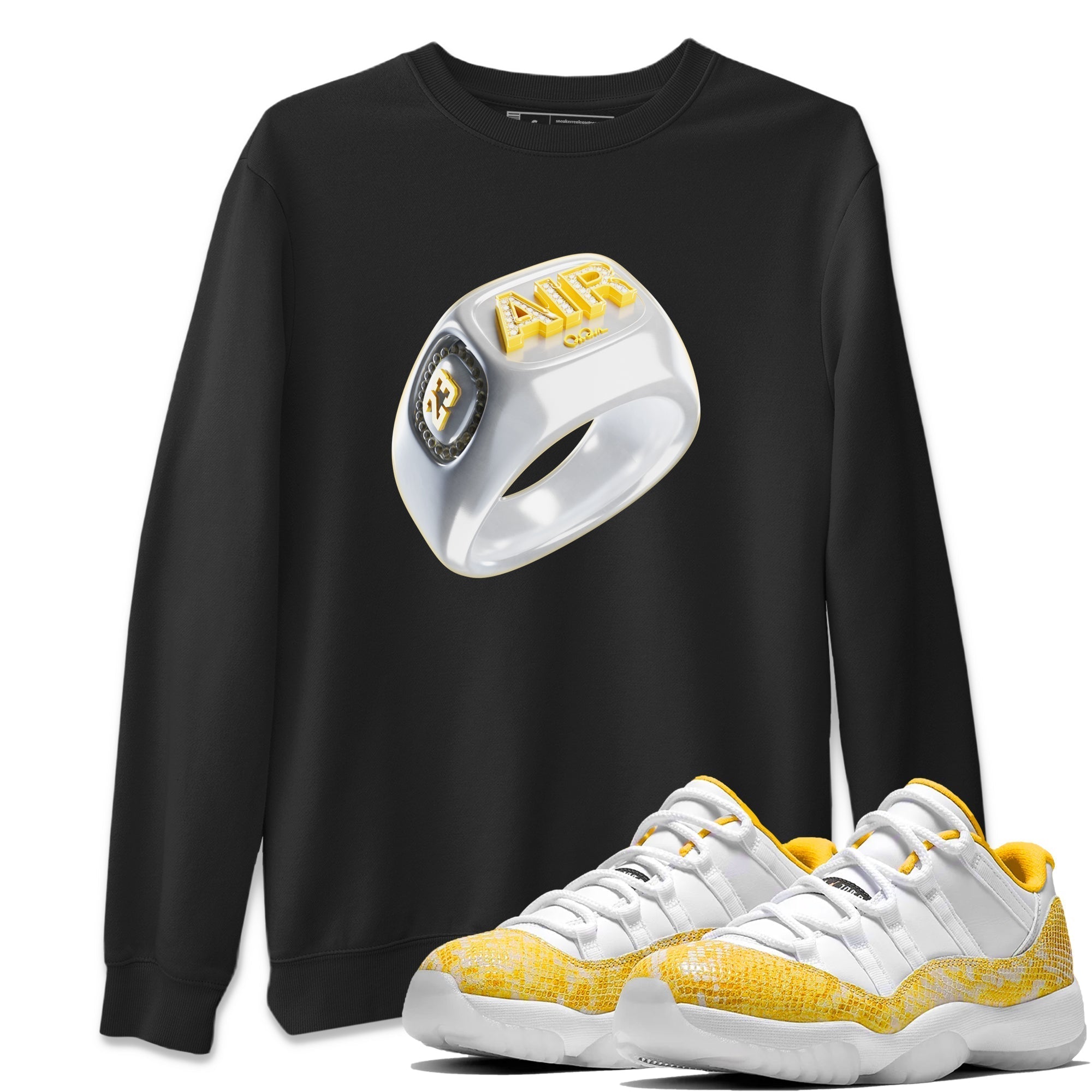 Diamond Ring Unisex Tops - Air Jordan 11 Yellow Python