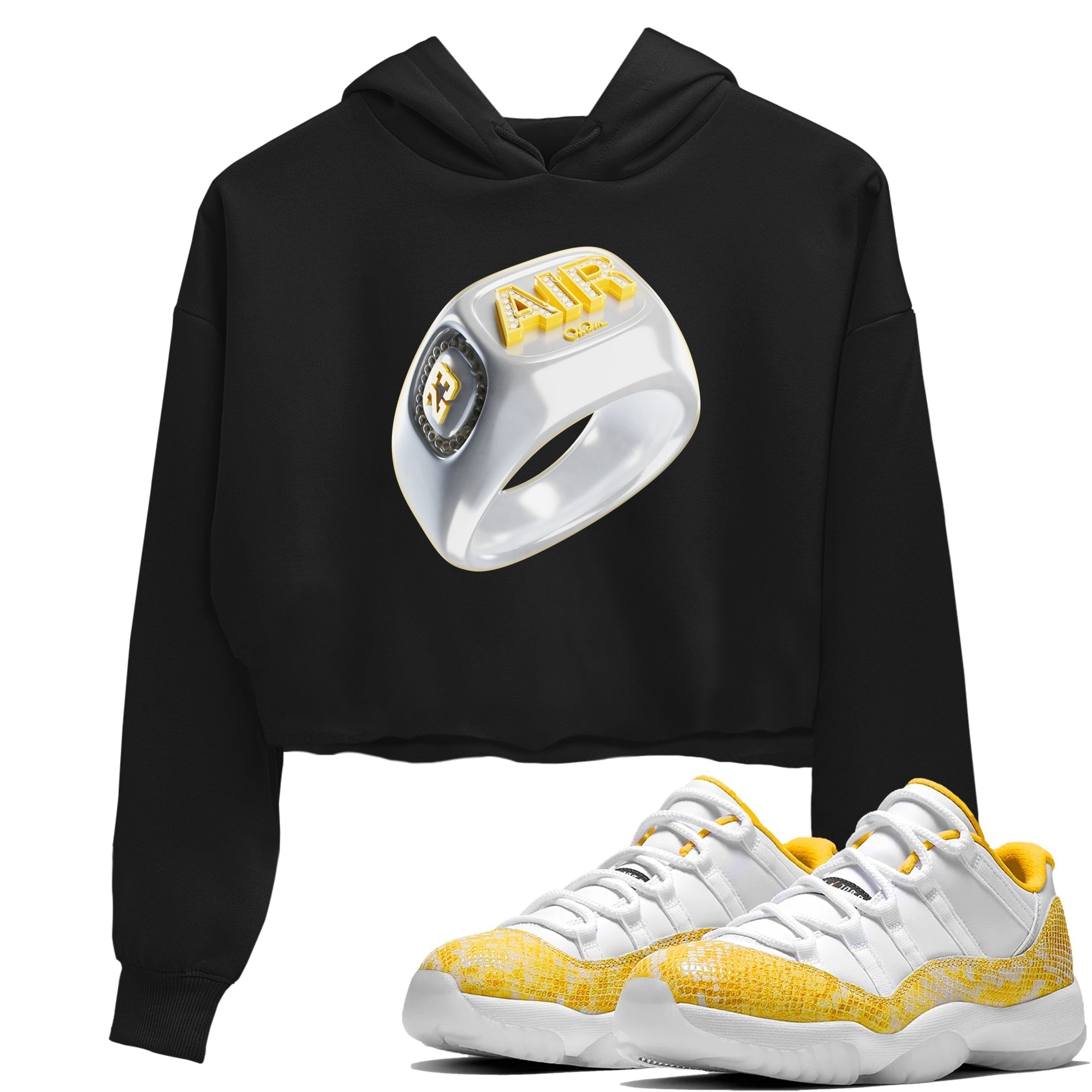 Diamond Ring Women's Tops - Air Jordan 11 Yellow Python