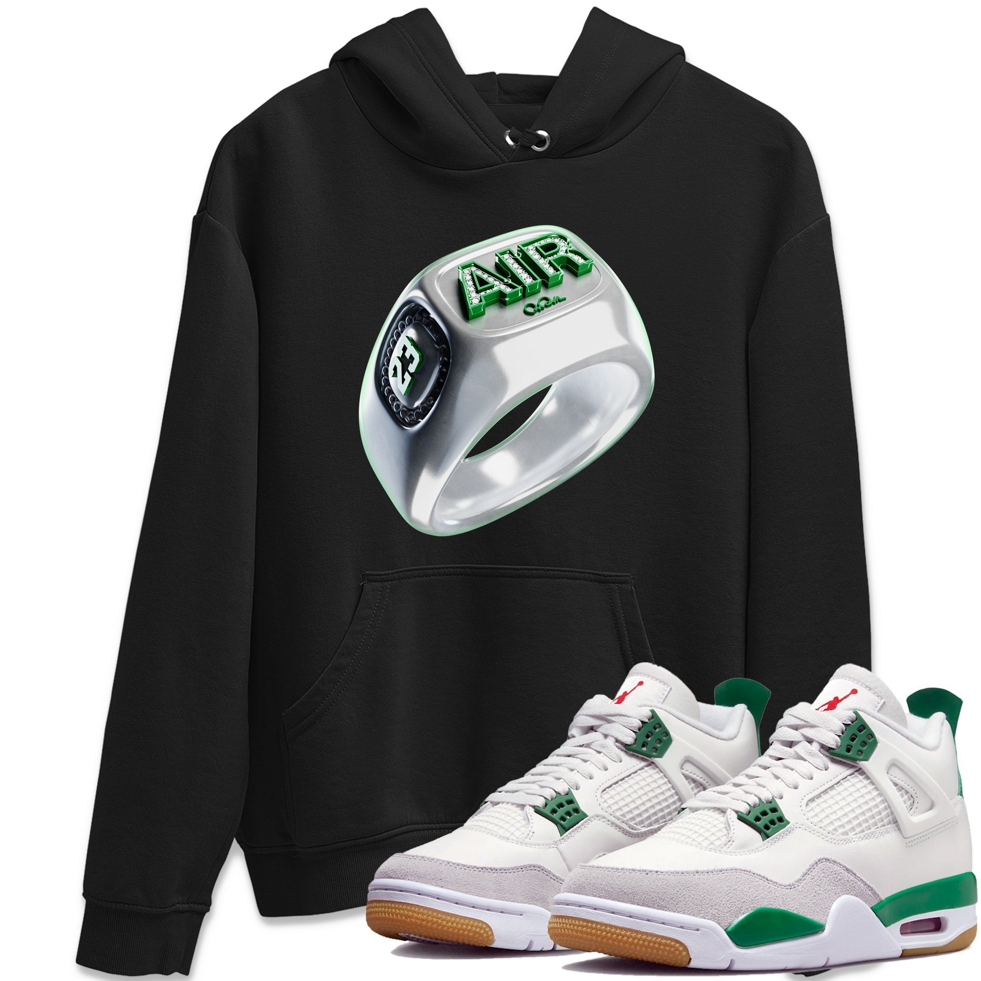 Diamond Ring Unisex Tops - Air Jordan 4 Pine Green
