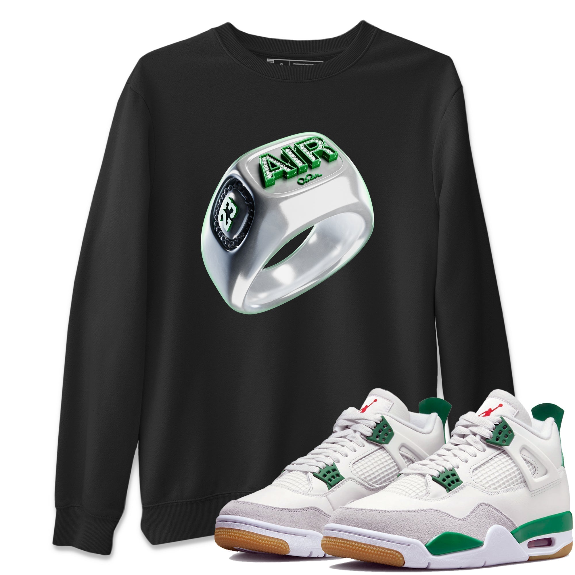 Diamond Ring Unisex Tops - Air Jordan 4 Pine Green