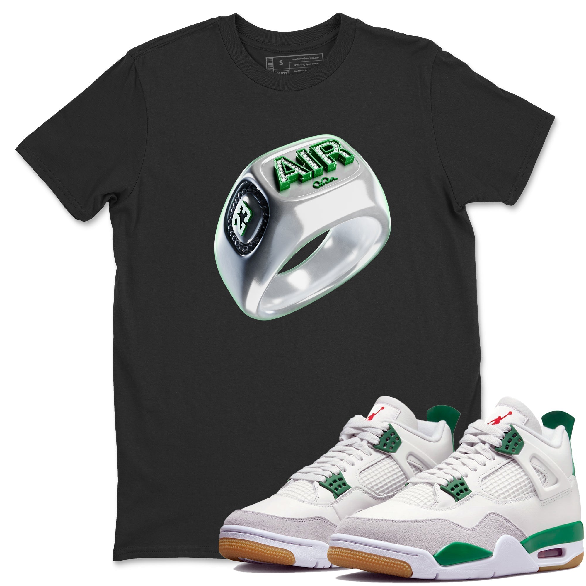 Diamond Ring Unisex Tops - Air Jordan 4 Pine Green