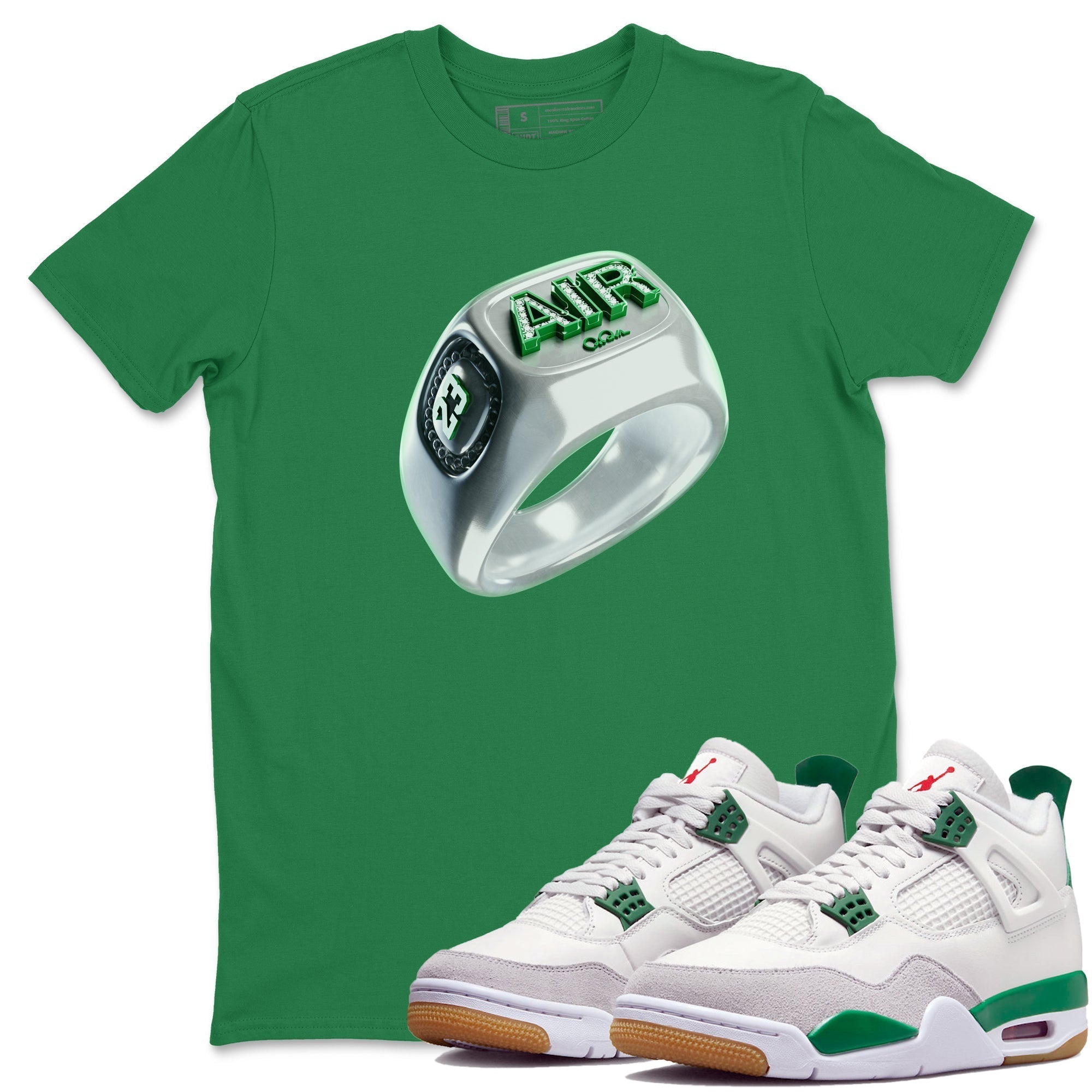Diamond Ring Unisex Tops - Air Jordan 4 Pine Green