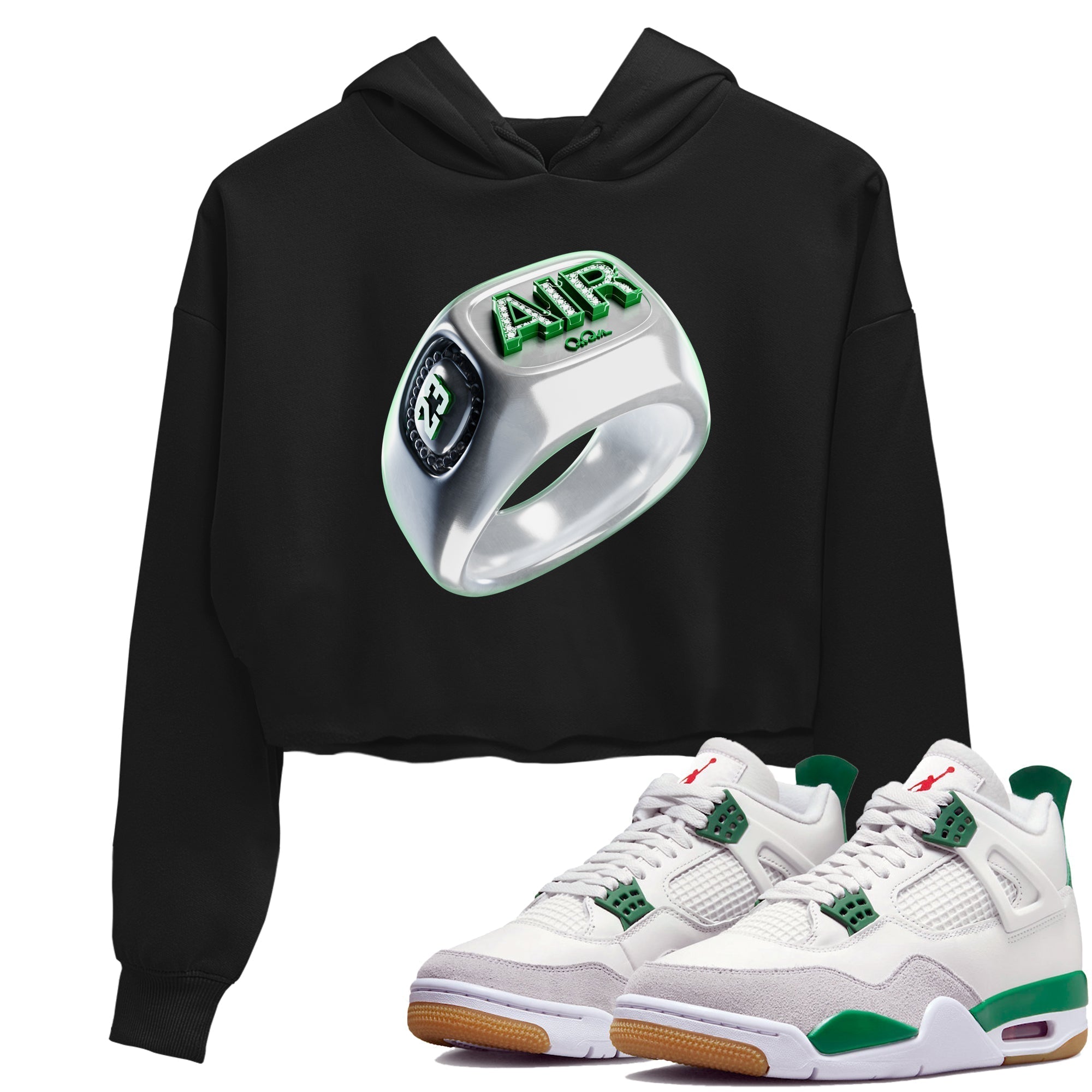 Diamond Ring Women's Tops - Air Jordan 4 Pine Green