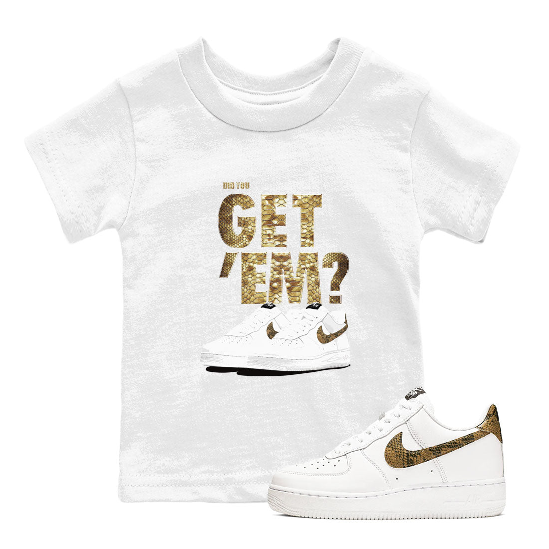 Did You Get 'Em snkmatch Tees Kids - Air Force 1 Ivory Snake