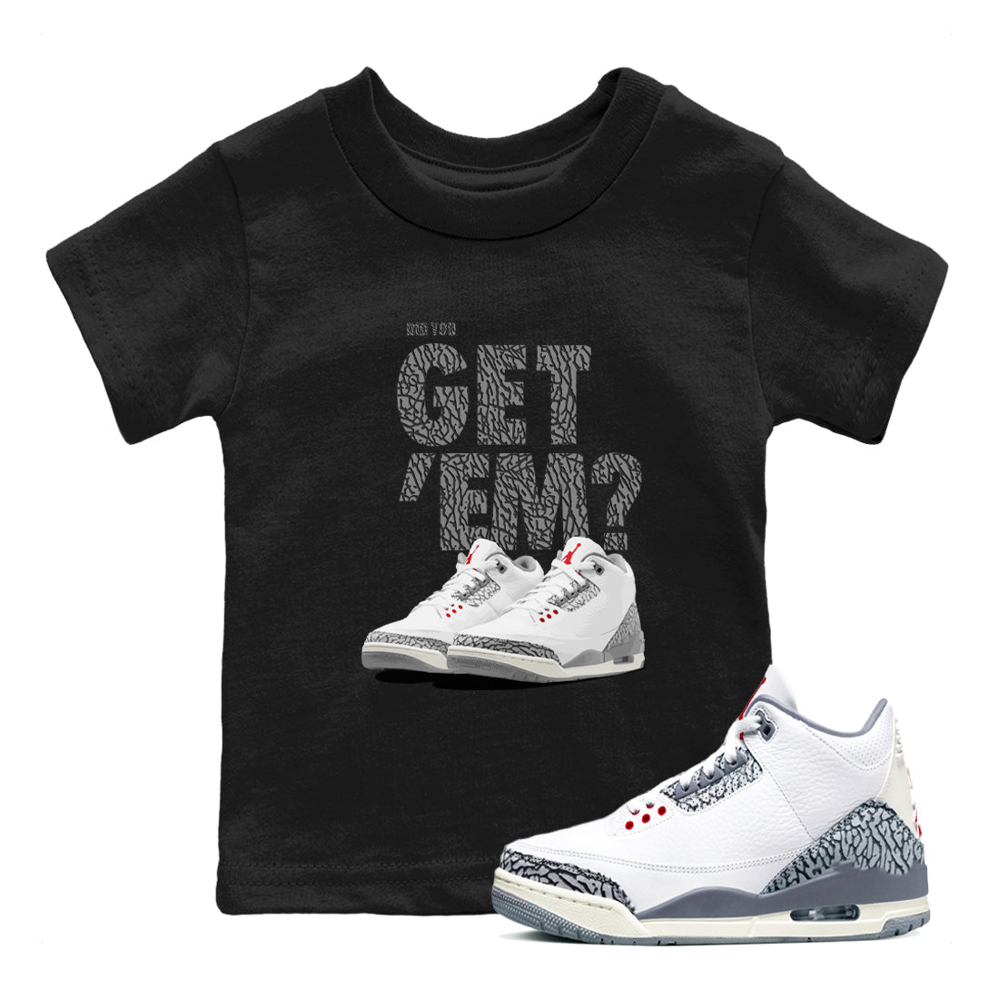 Did You Get 'Em snkmatch Tees Kids - Air Jordan 3 Cement Grey
