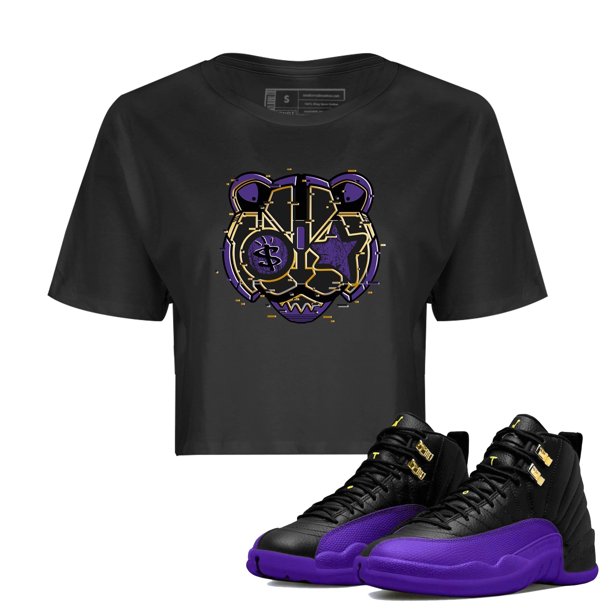 Digital Cat Face Women's Tops - Air Jordan 12 Field Purple