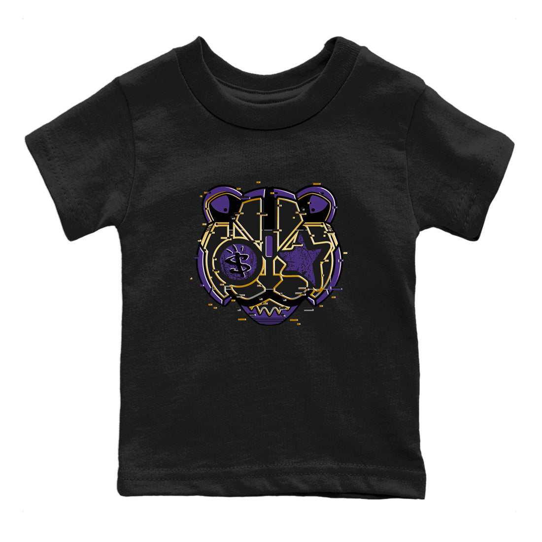 Digital Cat Face Kids Tops - Air Jordan 12 Field Purple