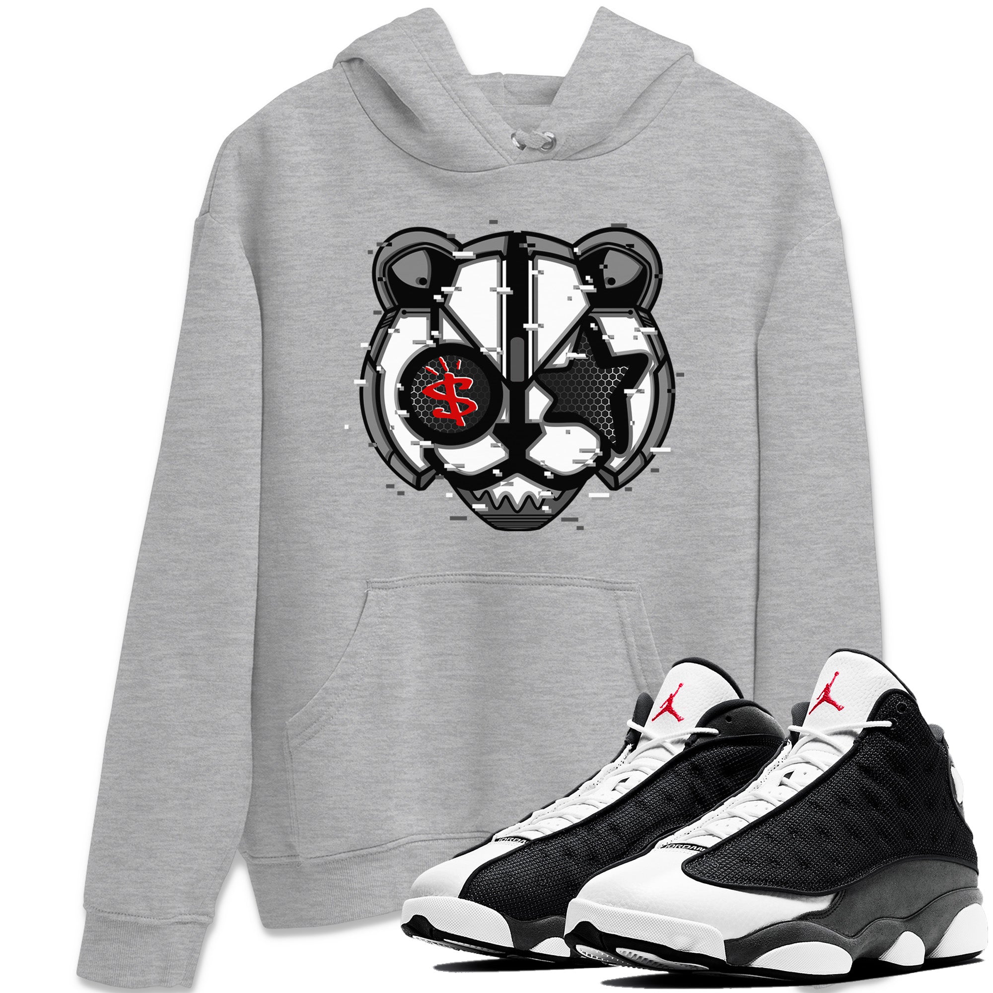 Digital Cat Face Unisex Tops - Air Jordan 13 Black Flint