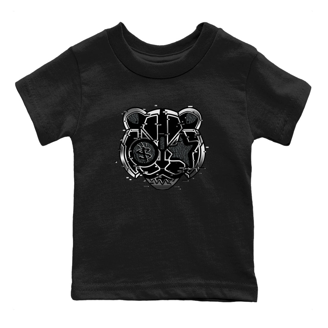 Digital Cat Face snkmatch Tees Kids - Air Jordan 3 Black Cat