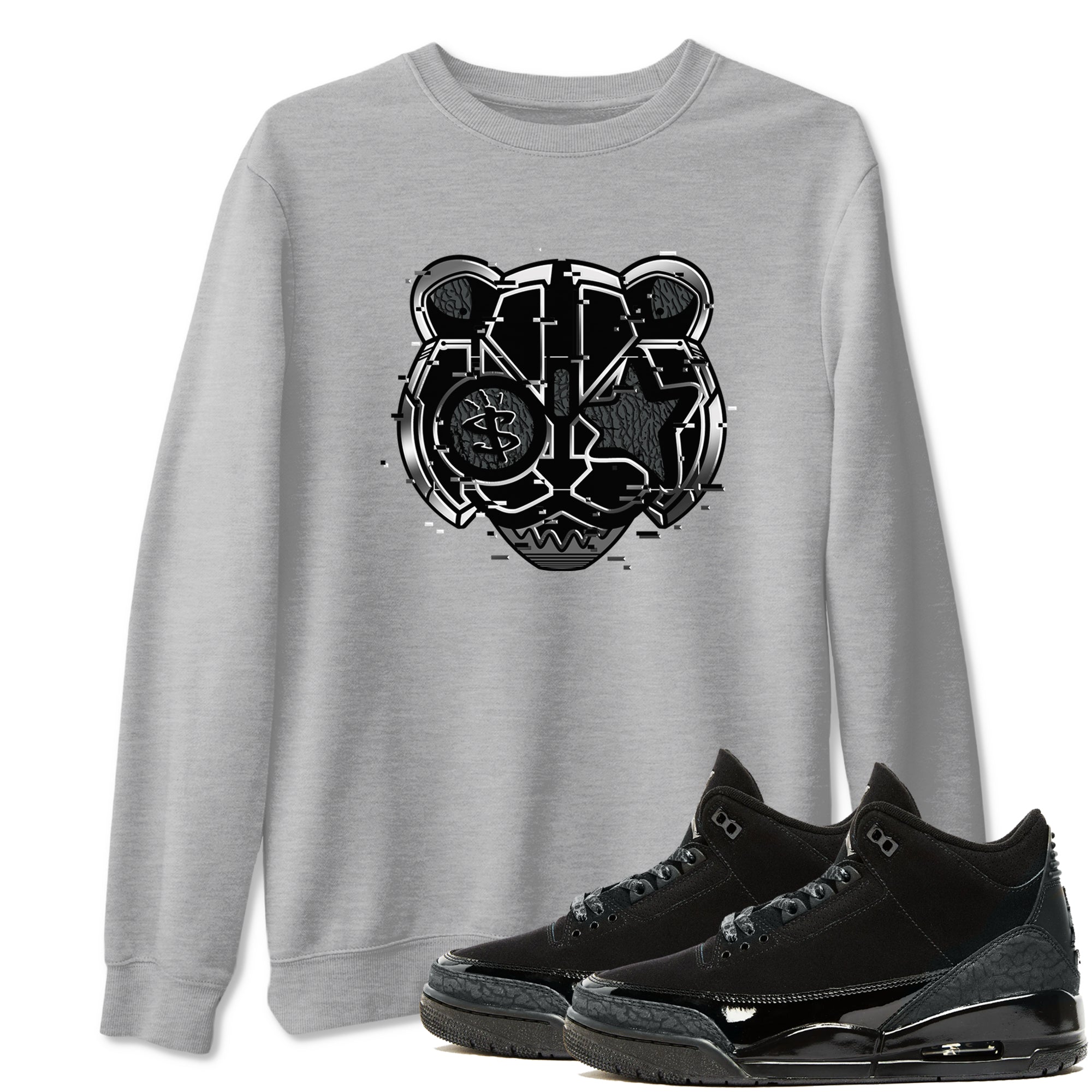 Digital Cat Face snkmatch Tees - Air Jordan 3 Black Cat