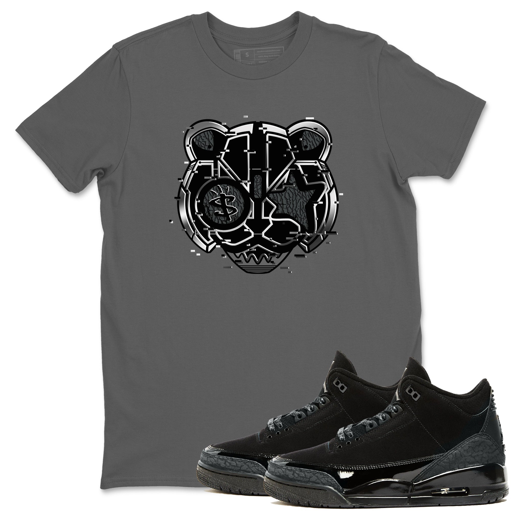 Digital Cat Face snkmatch Tees - Air Jordan 3 Black Cat