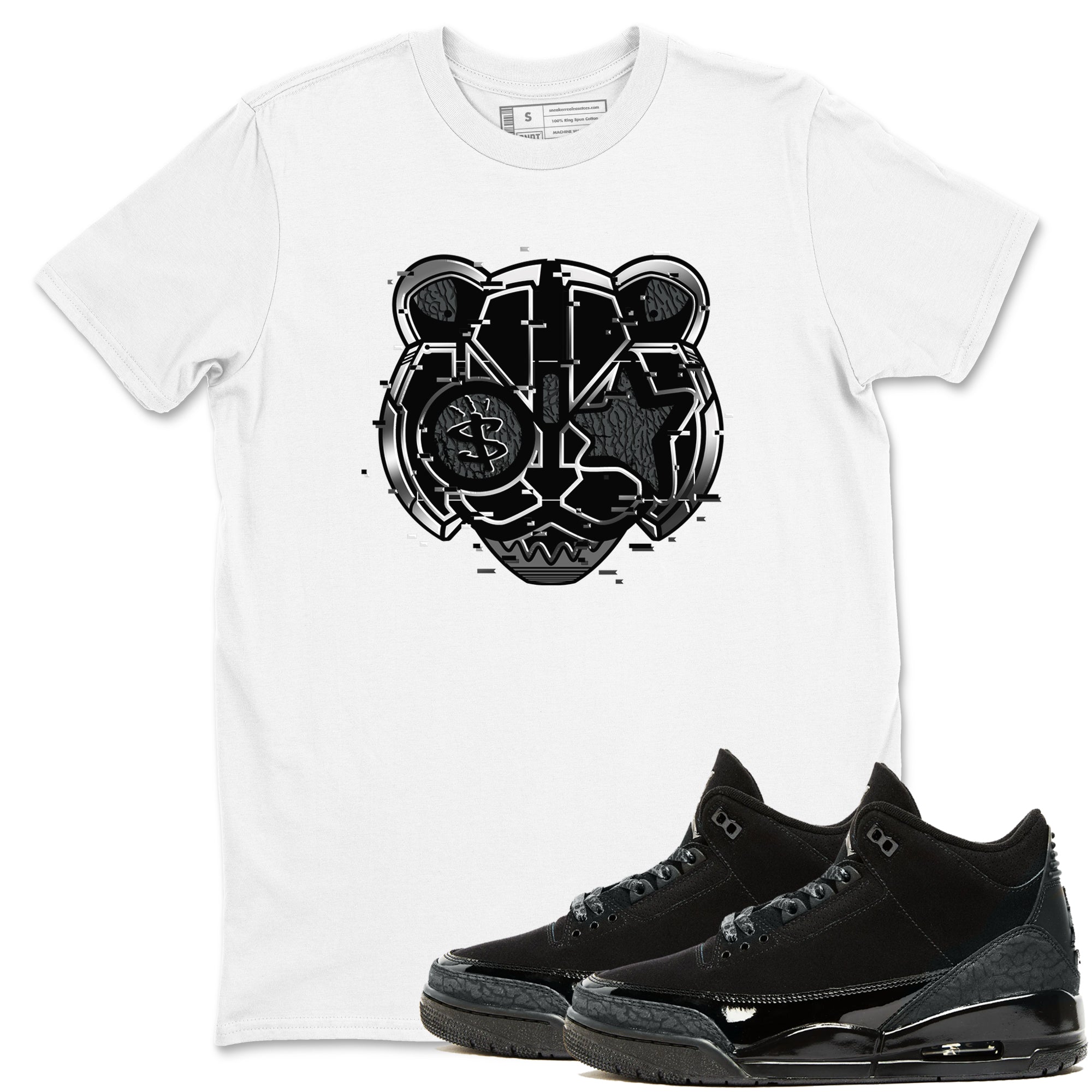 Digital Cat Face snkmatch Tees - Air Jordan 3 Black Cat