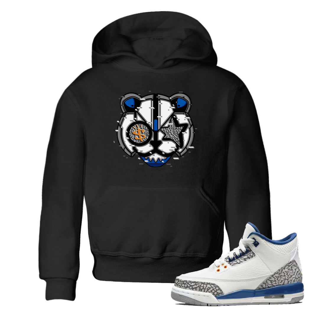 Digital Cat Face Kids Tops - Air Jordan 3 Wizards