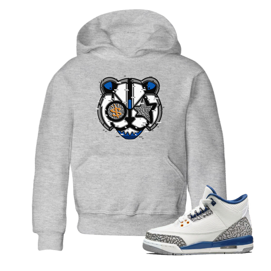 Digital Cat Face Kids Tops - Air Jordan 3 Wizards