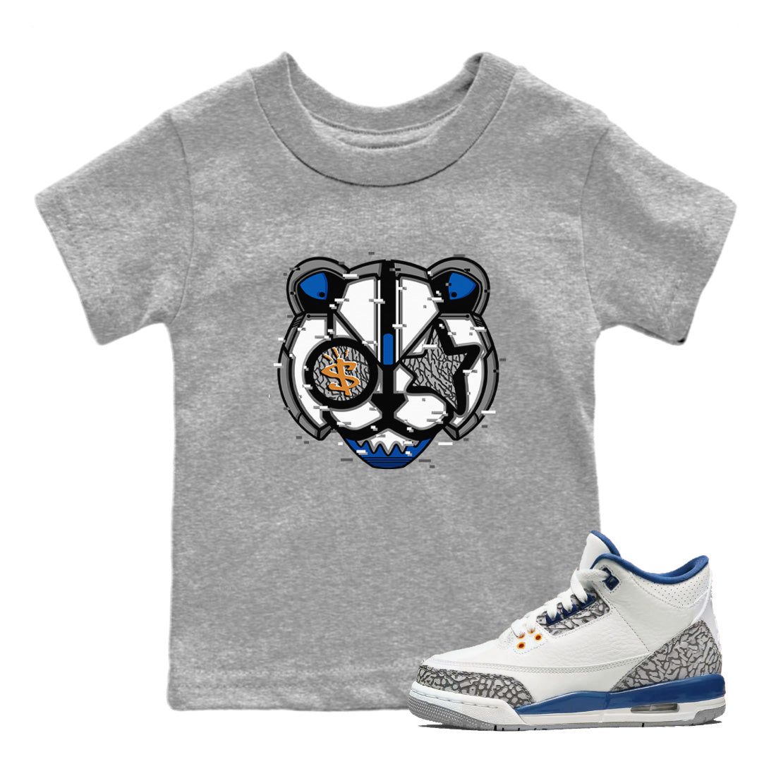 Digital Cat Face Kids Tops - Air Jordan 3 Wizards
