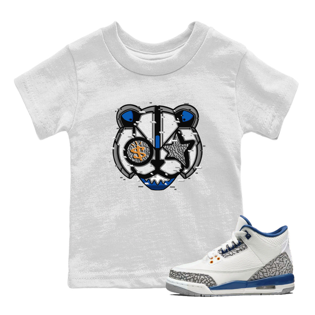 Digital Cat Face Kids Tops - Air Jordan 3 Wizards