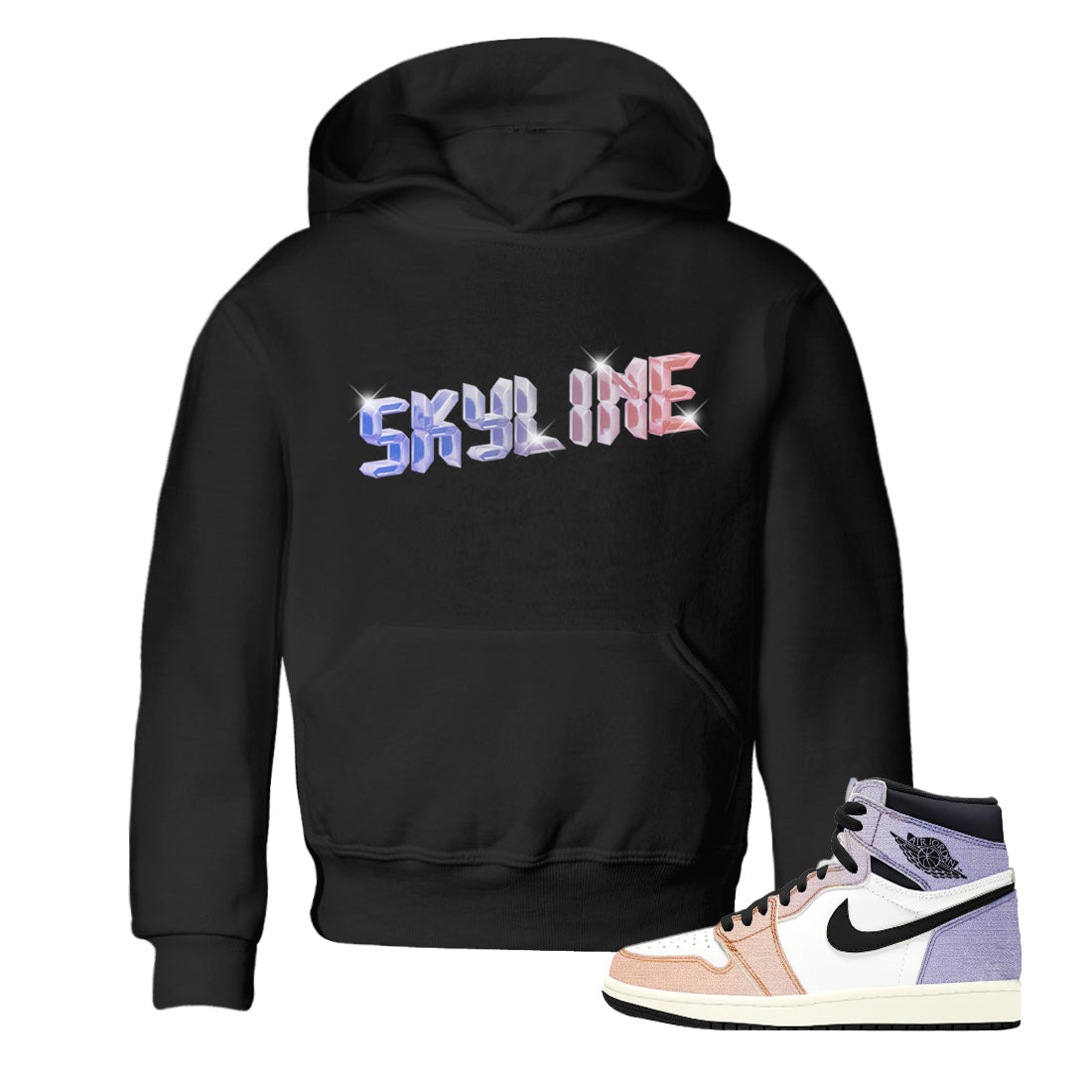 Digital Crystal Kids Tops - Air Jordan 1 Skyline