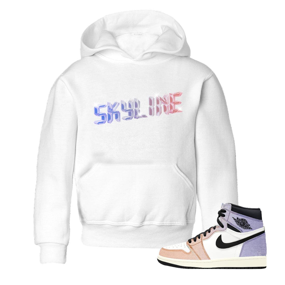 Digital Crystal Kids Tops - Air Jordan 1 Skyline