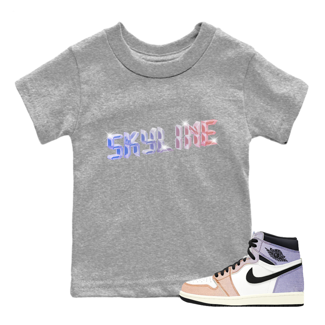 Digital Crystal Kids Tops - Air Jordan 1 Skyline