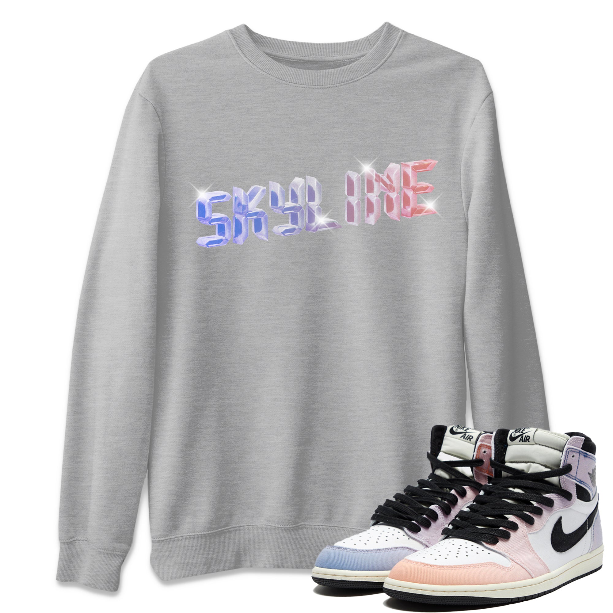 Digital Crystal Unisex Tops - Air Jordan 1 Skyline