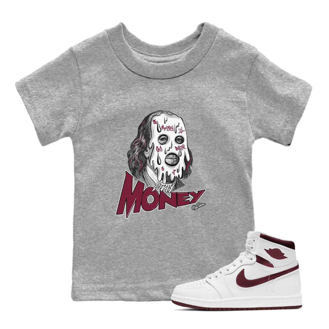 Dirty Money snkmatch Tee Kids - Air Jordan 1 Metallic Burgundy