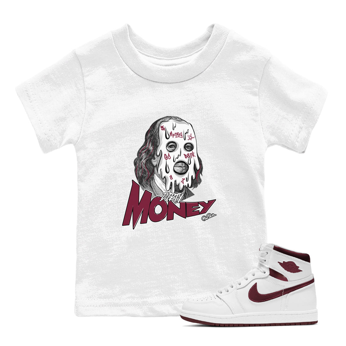 Dirty Money snkmatch Tee Kids - Air Jordan 1 Metallic Burgundy