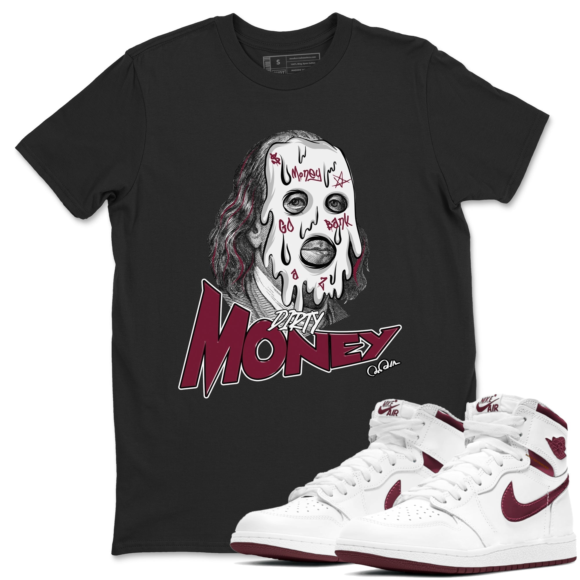 Dirty Money snkmatch Tee - Air Jordan 1 Metallic Burgundy