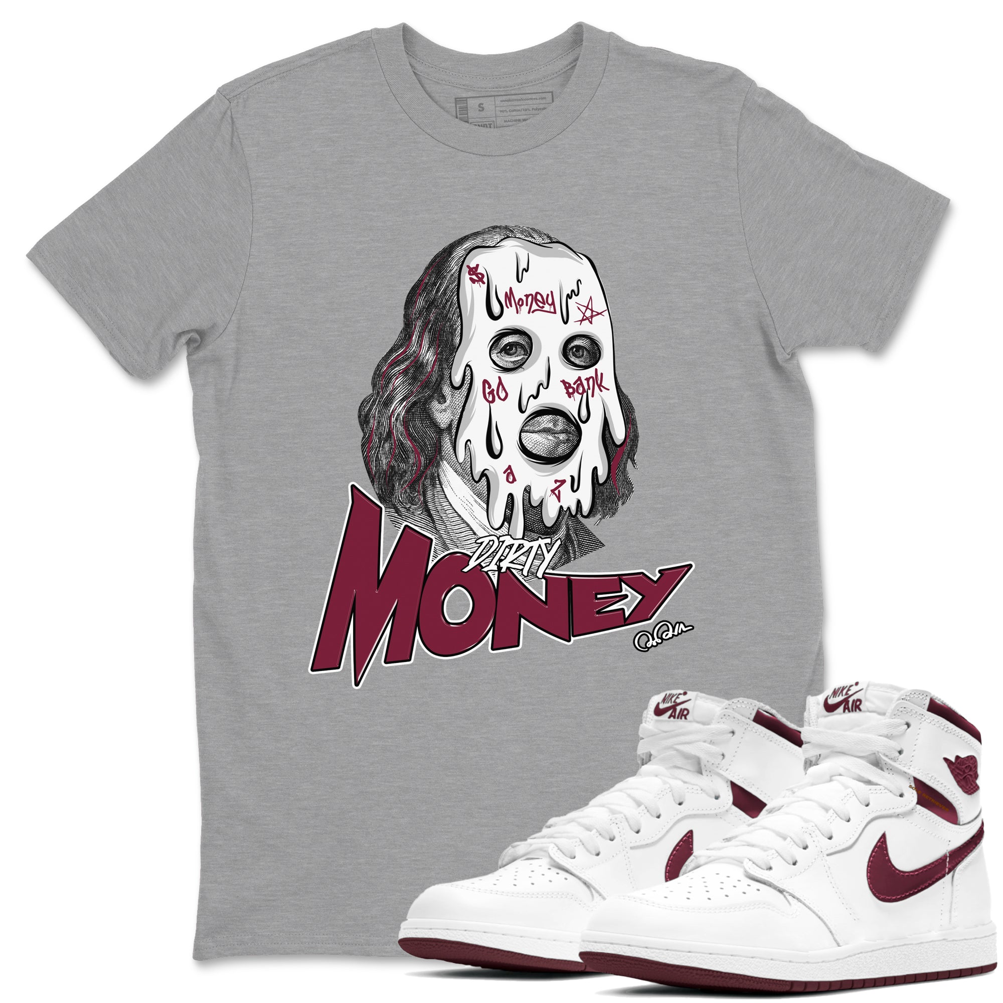 Dirty Money snkmatch Tee - Air Jordan 1 Metallic Burgundy