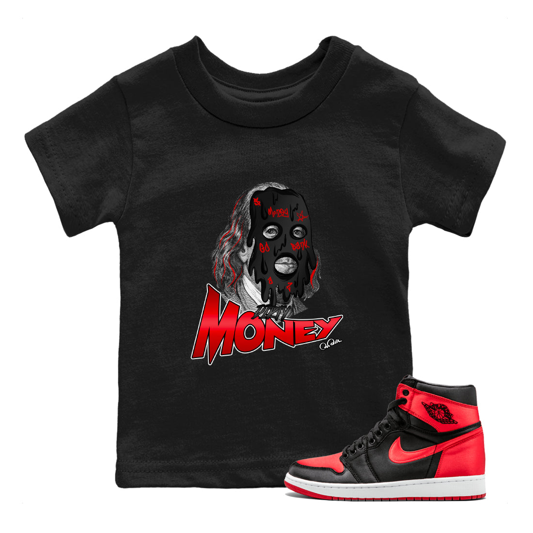 Dirty Money Kids Tops - Air Jordan 1 Satin Bred