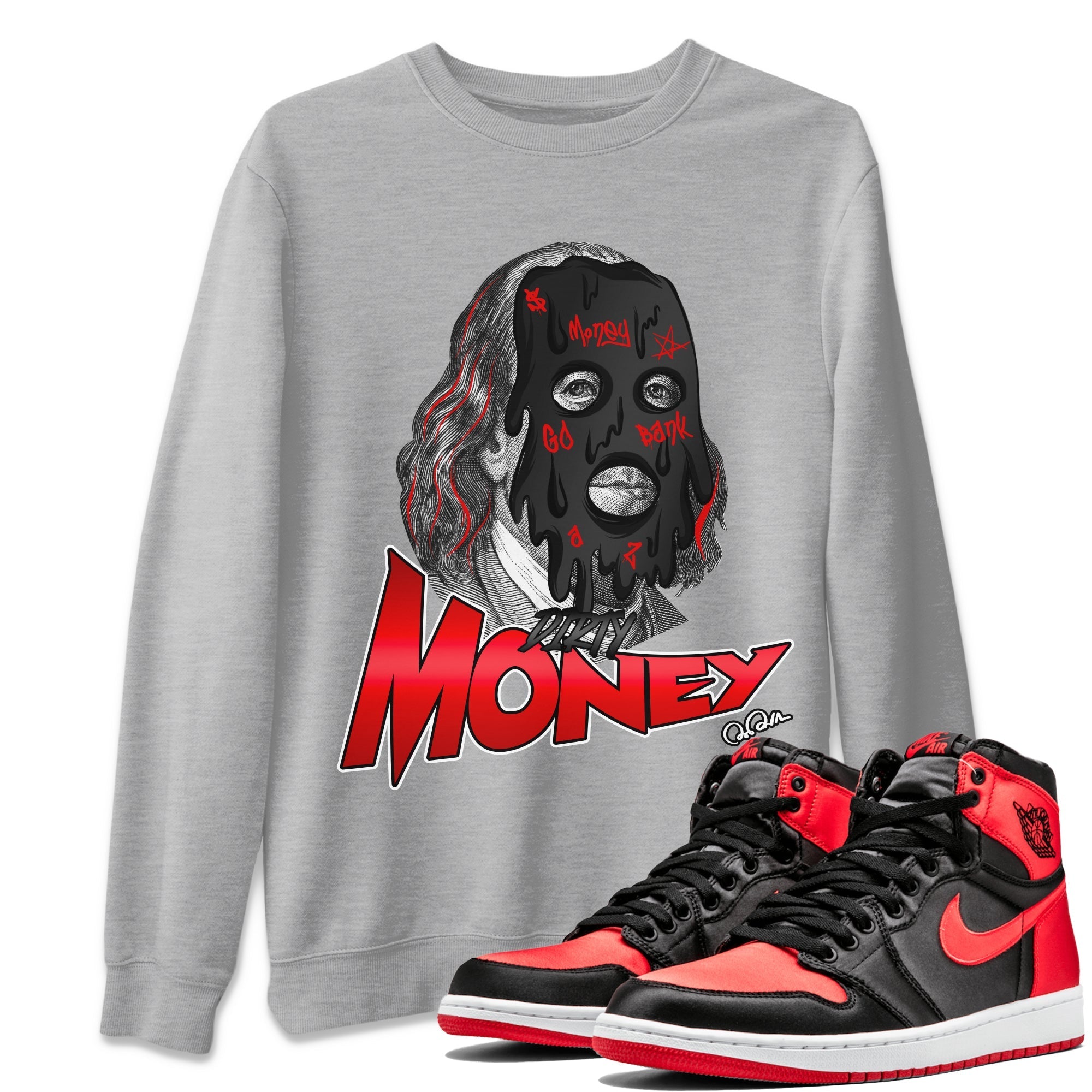 Dirty Money Unisex Tops - Air Jordan 1 Satin Bred