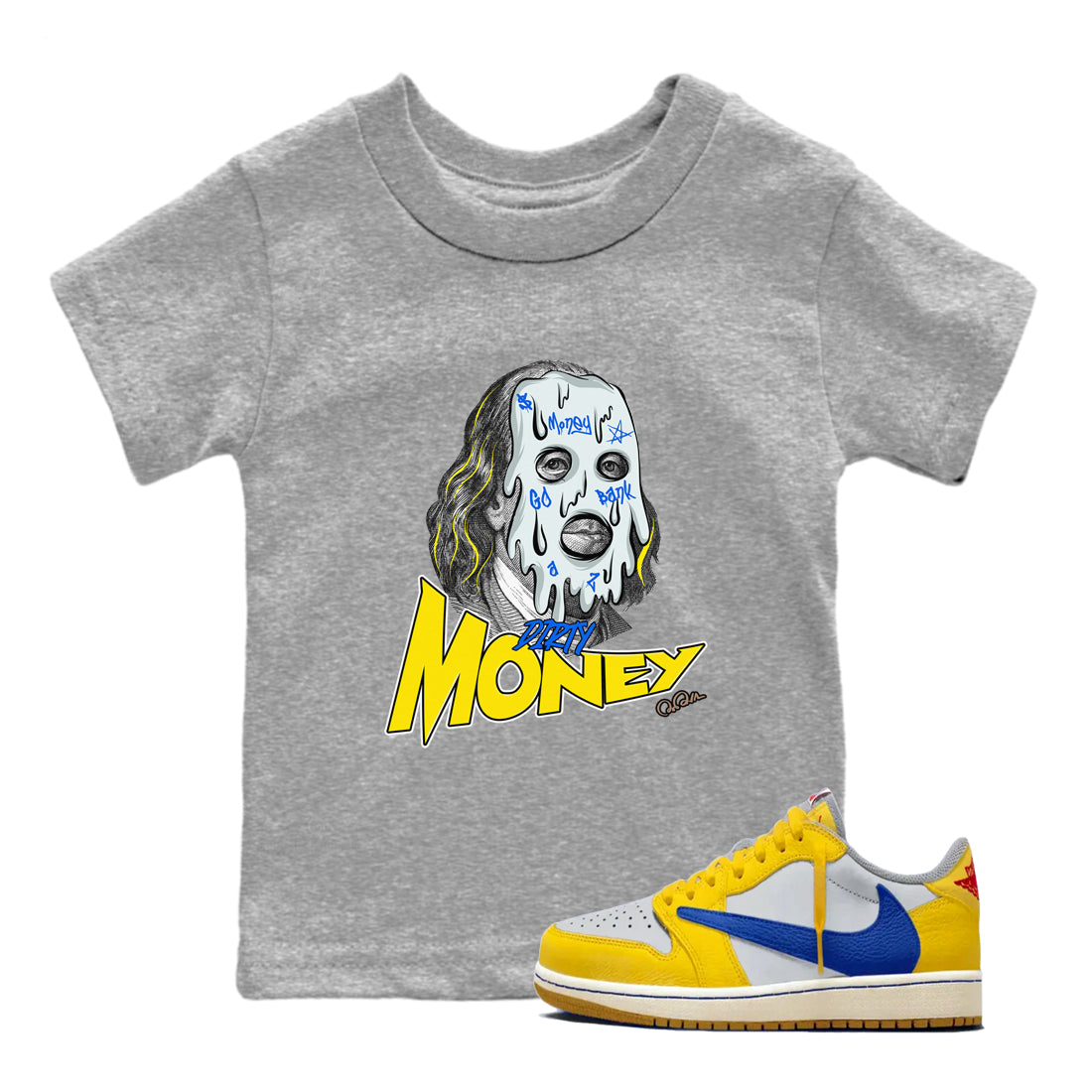Dirty Money snkmatch Tees Kids - Air Jordan 1 Travis Scott Canary
