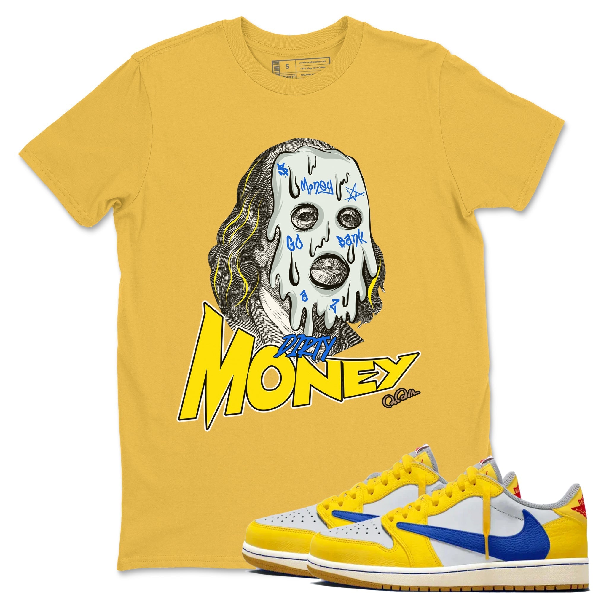 Dirty Money snkmatch Tees - Air Jordan 1 Travis Scott Canary