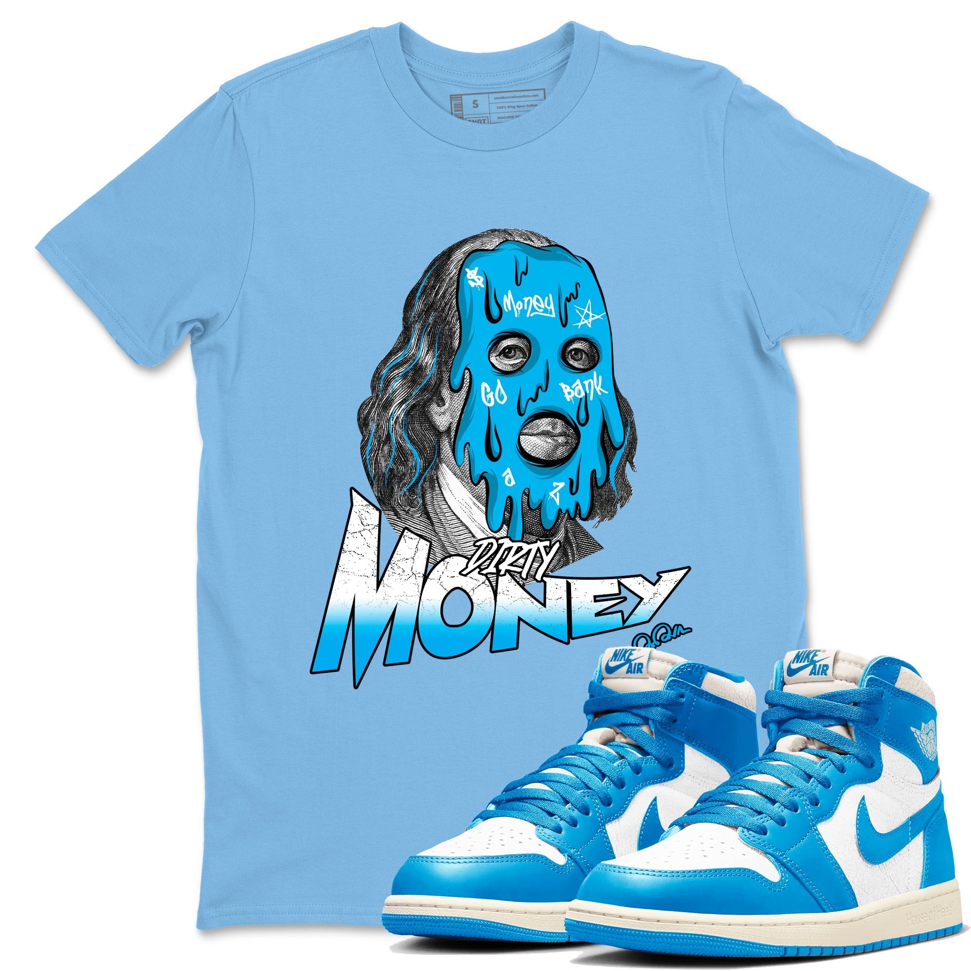 Dirty Money snkmatch Tees - Air Jordan 1 UNC Reimagined