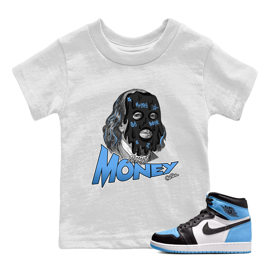 Dirty Money Kids Tops - Air Jordan 1 UNC Toe