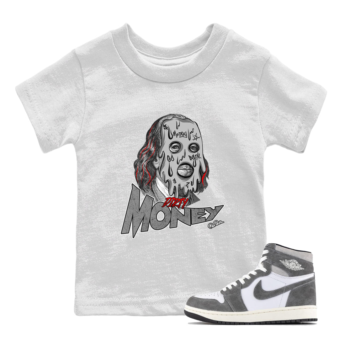 Dirty Money Kids Tops - Air Jordan 1 Washed Heritage