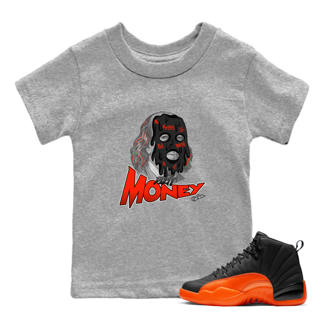 Dirty Money Kids Tops - Air Jordan 12 Brilliant Orange