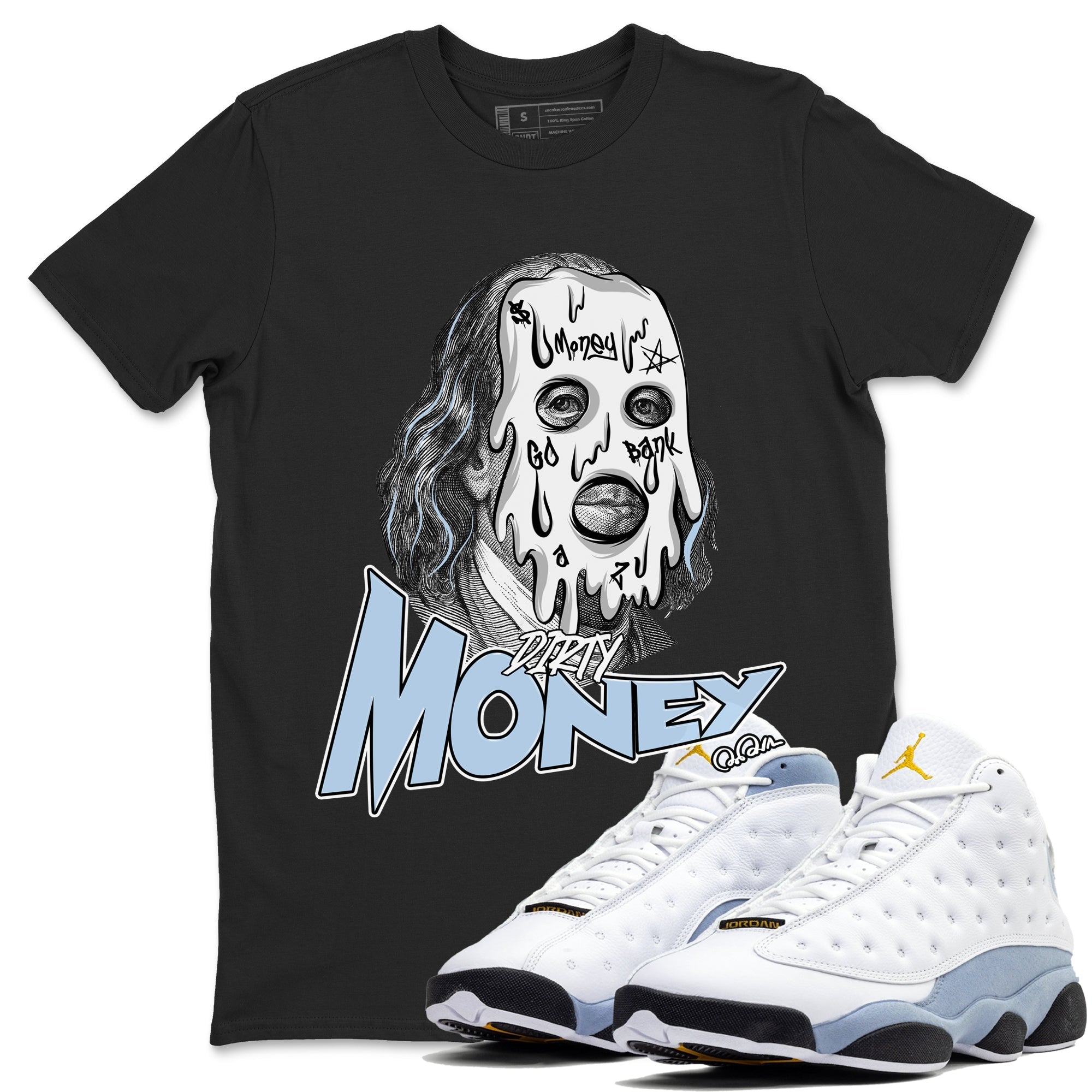 Dirty Money snkmatch Tees - Air Jordan 13 Blue Grey